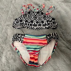 Two piece multi colored kids swim suit